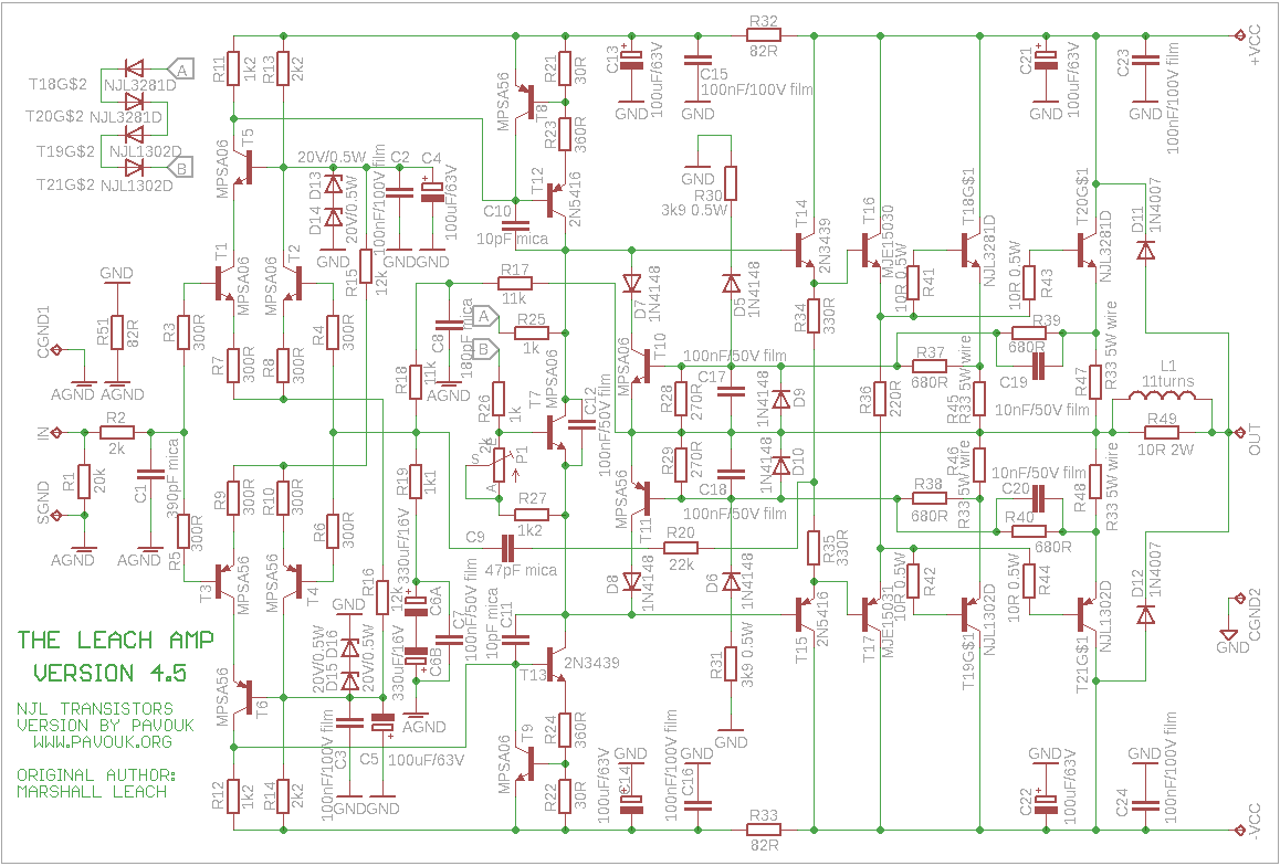 Schematics diagram with NJL transistors
